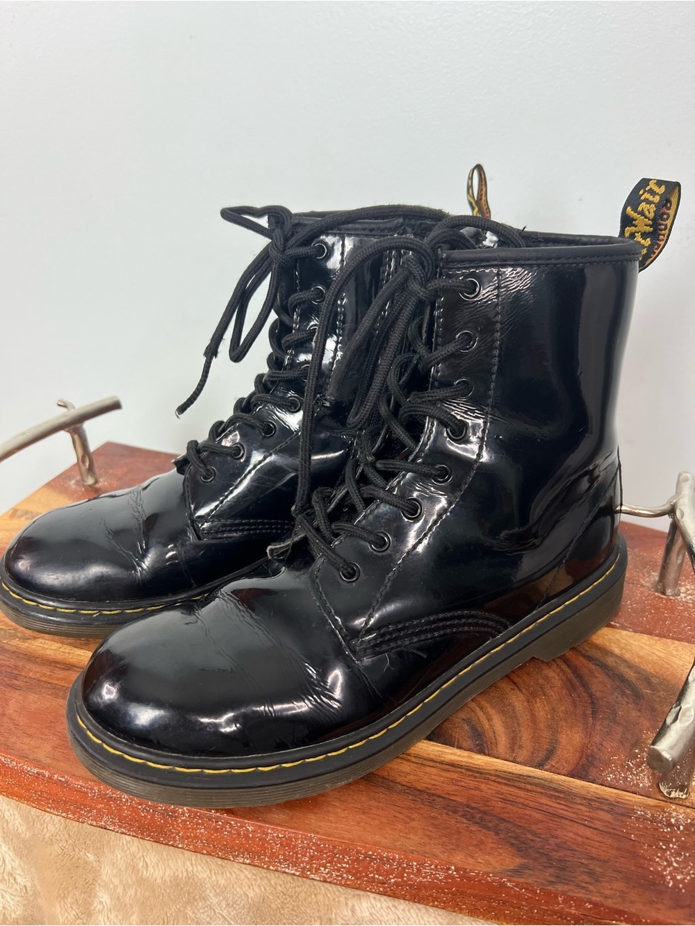 Dr. Martens 1460 Black Patent Leather Combat Lace-Up Boots Side Zip Women’s 7 - Picture 11 of 11